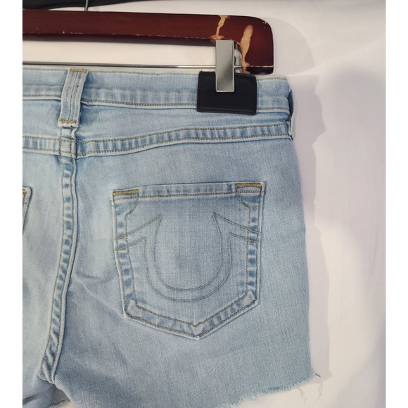 True Religion Frayed Hem Cora Crop Straight Mid Rise Cut Off Jean Shorts US 28 - Picture 7 of 8